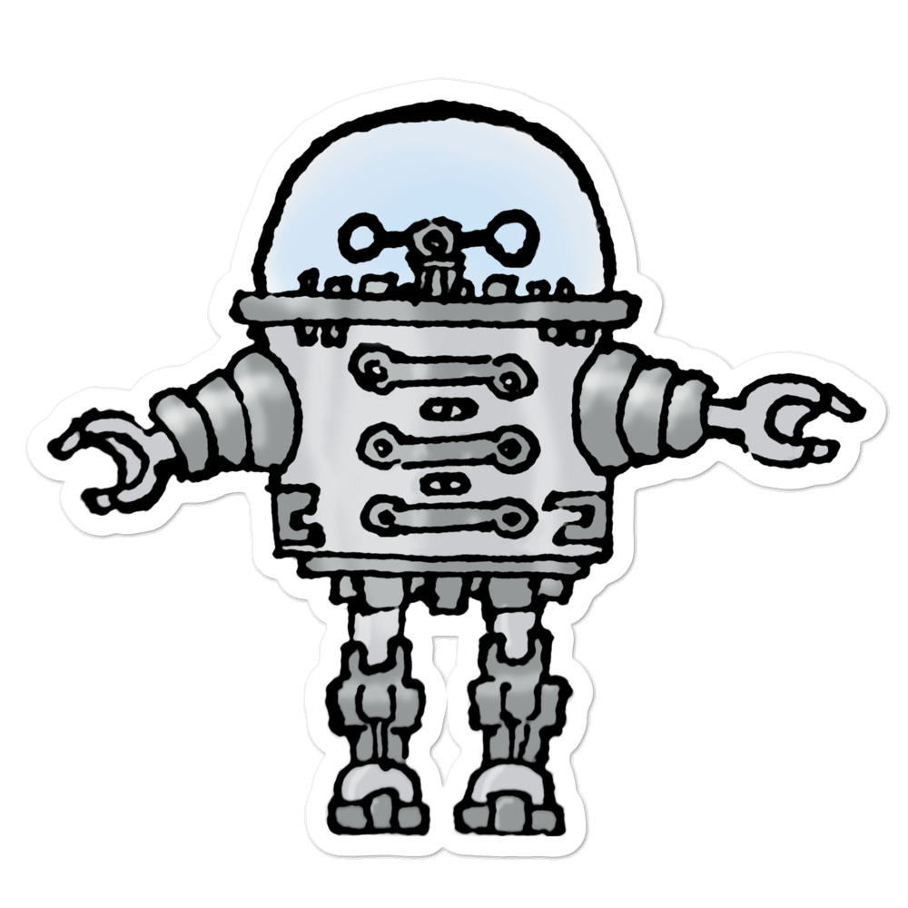 Robot Kicks Sticker for Sale by cronobreaker
